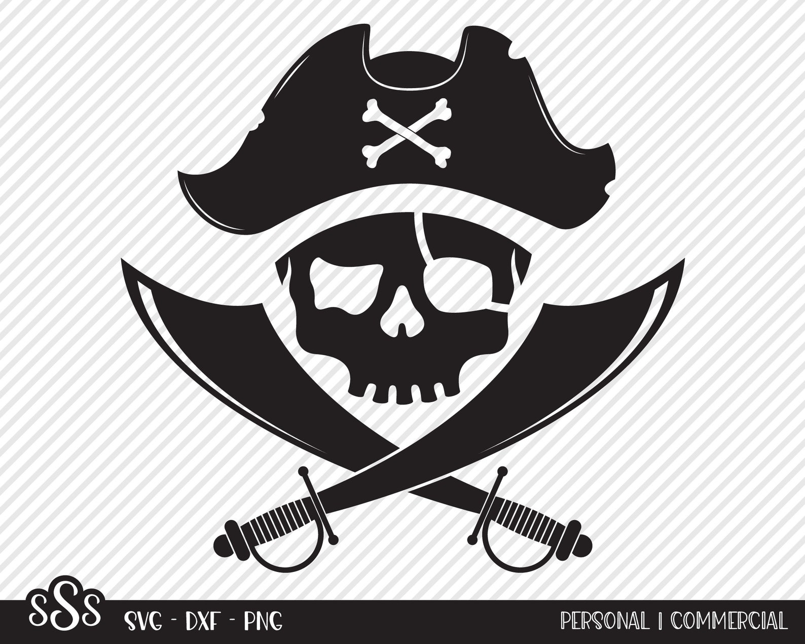 Pirate Skull & Crossed Swords SVG, Cut File, Summer Shirt Design ...