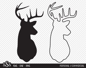 Hirsch Kopf Bundle SVG, geschnitten Datei, Outdoor Shirt Design Assets, weißer Schwanz, Mule Hirsch, Buck Hörner, Kabine Dekor, Cricut, Silhouette, DXF, PNG