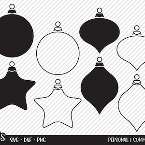 Ornament Bundle SVG, Cut File, Christmas Shirt Design Assets, Outline, Winter Holiday Decor, Festive Ornaments, Cricut, Silhouette, DXF, PNG