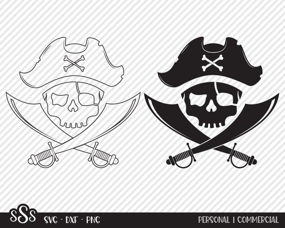 White Pirate Skull with Crossed Swords Emblem