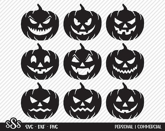 Pumpkin Patch Bundle SVG, Plik do cięcia, Projekt koszulki na Halloween, Straszne dynie Jack O Lantern, Dekoracja nawiedzonego domu, Cricut, Sylwetka, DXF, PNG