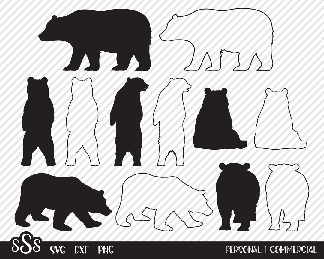 Bear Bundle SVG, Cut File, Woodland Shirt Design Assets, Outdoors, Camp