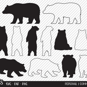 Bear Bundle SVG, Cut File, Woodland Shirt Design Assets, Outdoors, Camp House Decor, Forest Animal, Wilderness, Cricut, Silhouette, DXF, PNG