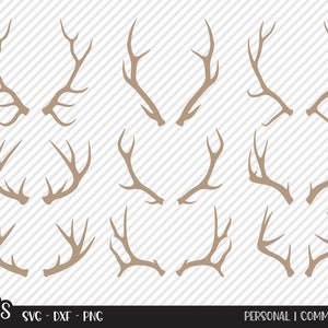 Geweih Bundle SVG, geschnitten Datei, Outdoor-Shirt-Design-Assets, weißer Schwanz, Mule Hirsch, Elch, Buck Hörner, Kabine Dekor, Cricut, Silhouette, DXF, PNG
