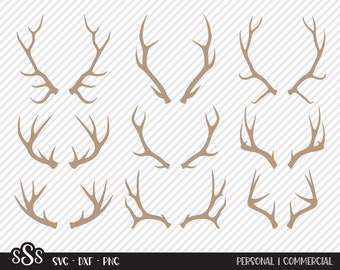 Antler Bundle SVG, Cut File, Outdoor Shirt Design Assets, White Tail, Mule Deer, Elk, Buck Horns, Cabin Decor, Cricut, Silhouette, DXF, PNG