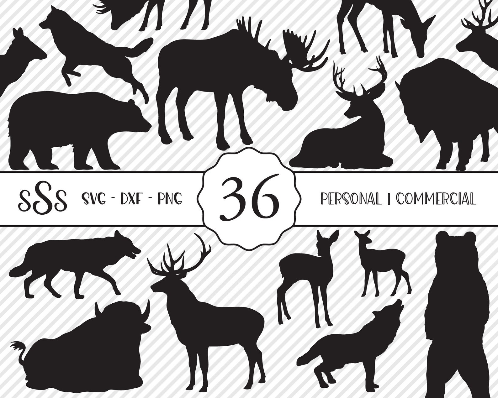 Woodland Animal Bundle SVG, Cut File, Outdoor Shirt Design Assets