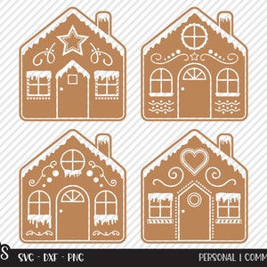 Lebkuchenhaus Bundle SVG, Schneidedatei, Weihnachtsshirt Design, Lustiger Winter Home Dekor, Verzierte Backwaren, Cricut, Silhouette, DXF, PNG