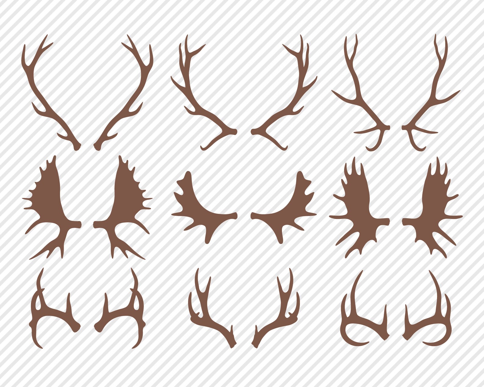 Antler Bundle SVG, Cut File, Outdoor Shirt Design Assets, White Tail