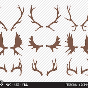 Geweih Bundle SVG, geschnitten Datei, Outdoor-Shirt-Design-Assets, weiße Schwanz Hirsch, Elch, Elch, Buck Hörner, Kabine Dekor, Cricut, Silhouette, DXF, PNG
