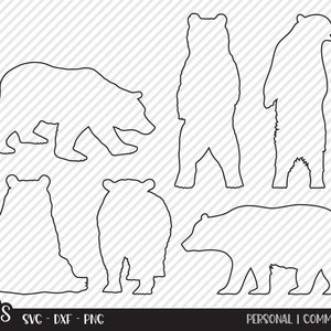 Bear Outline Bundle SVG, Cut File, Camping Shirt Design, Outdoors, Camp House Decor, Forest Animal, Wilderness, Cricut, Silhouette, DXF, PNG