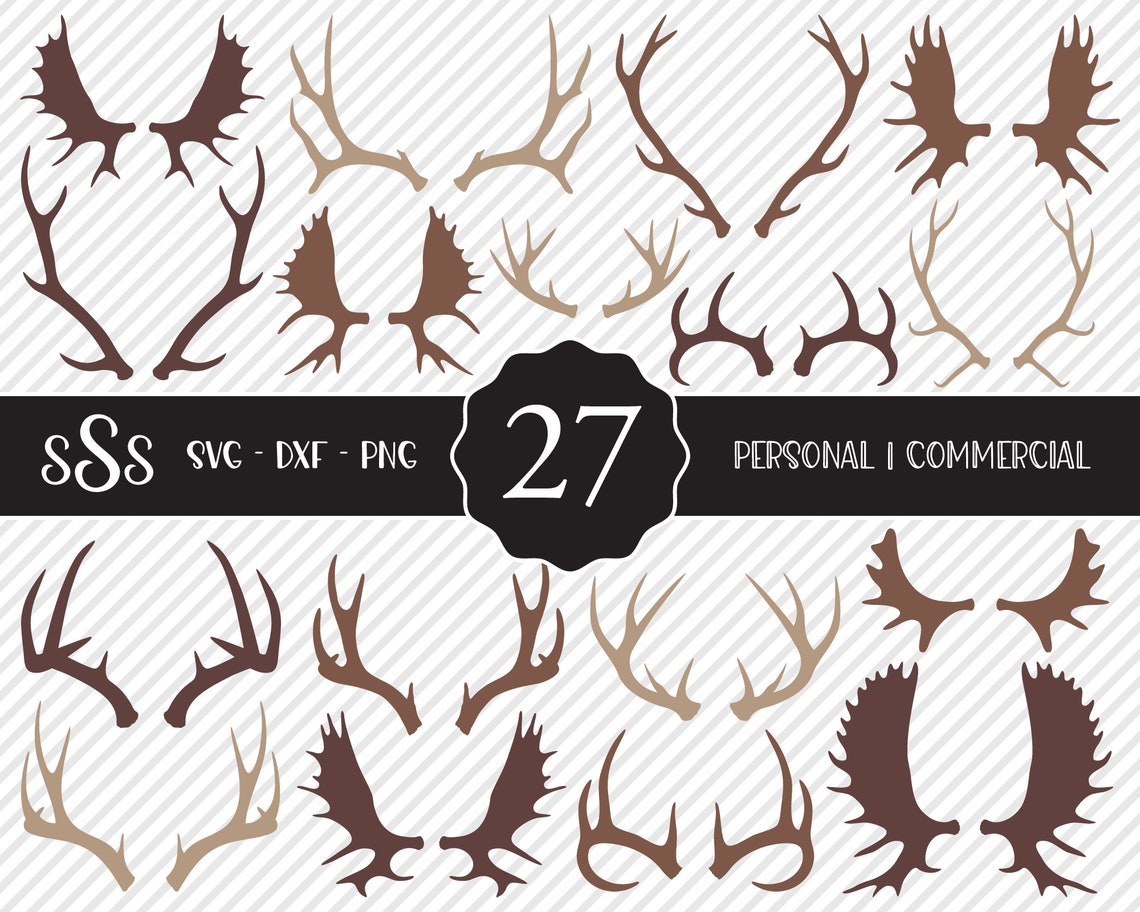 Antler Bundle SVG, Cut File, Outdoor Shirt Design Assets, White Tail