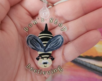 Don't Stop Beelieving Cute Bee Keychain