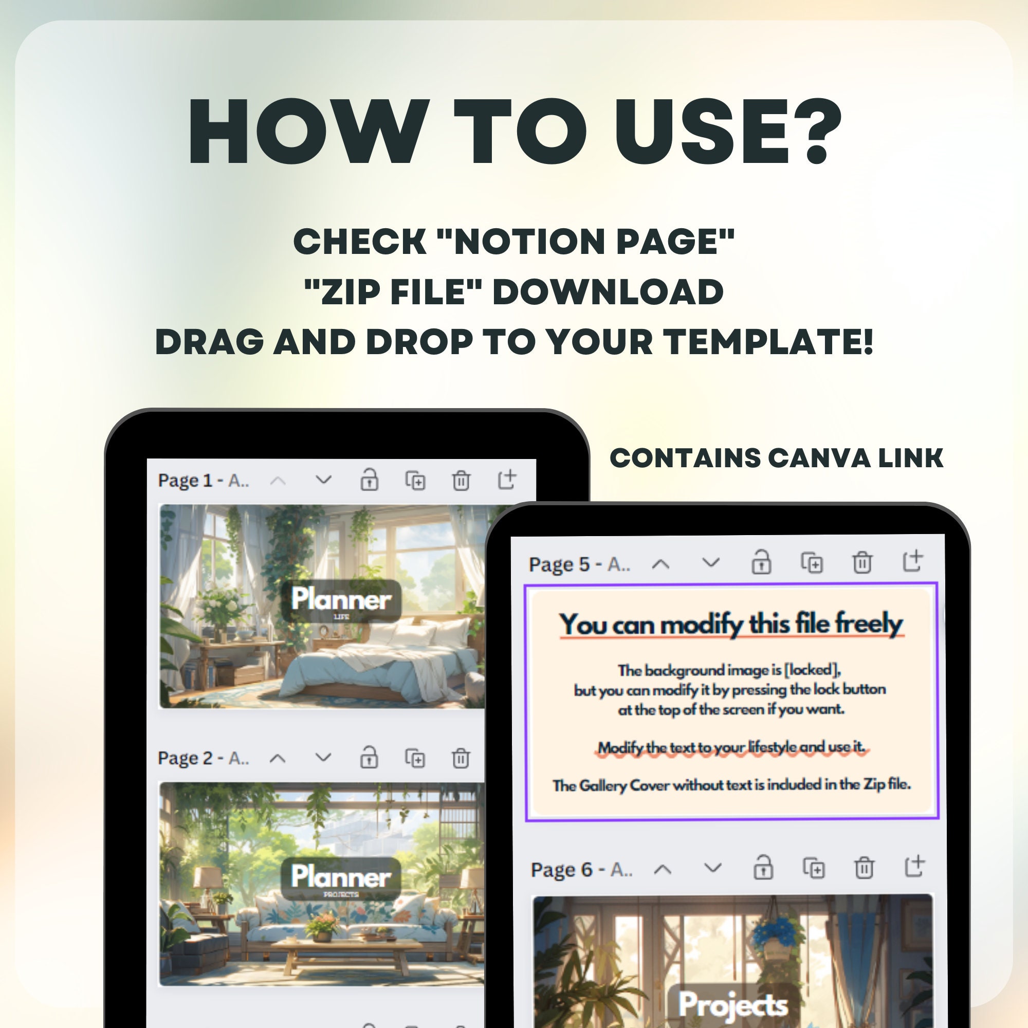 Notion Customization Bundle, Natural Blue, Includes Notion Covers