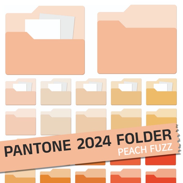 PANTONE color of the year 2024 Peach fuzz spring color FORDER ICON, Desktop icon for mac, windows, coral pink, blush, apricot aesthetic