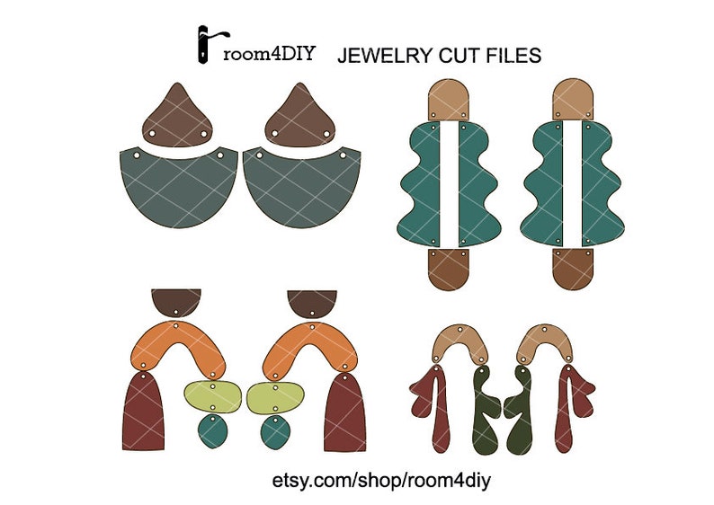 Sewing &amp; Fiber Jewelry Template DIY design Geometry Earrings Necklace ...