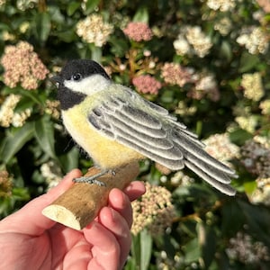 Realistic Needle Felted Chickadee Sculpture: Handmade Bird Ornament