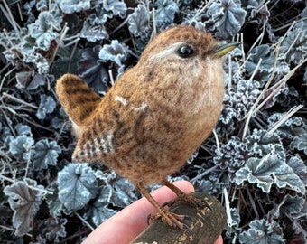 Needle Felted Wren, Wren Ornament, Felt Art, Felted Bird, Felt Bird