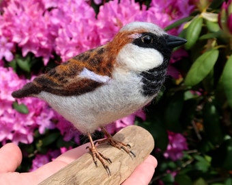 Needle Felted Sparrow, Sparrow Ornament, Felt Art, Felted Bird, Felt Bird