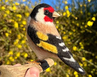 Needle Felted Goldfinch, Goldfinch Ornament, Felt Art, Felted Bird, Felt Bird