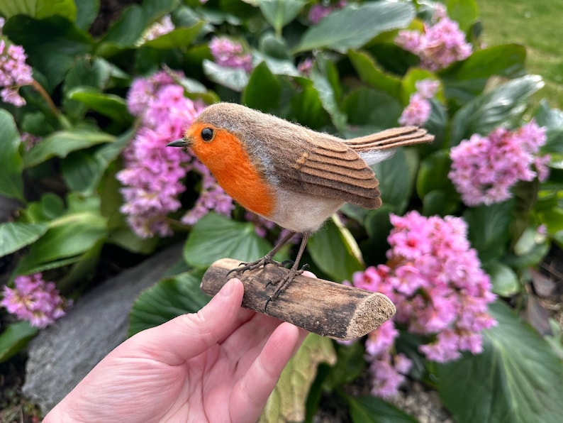 Needle Felted Robin, Robin Ornament, Felt Art, Felted Bird, Felt Bird image 2