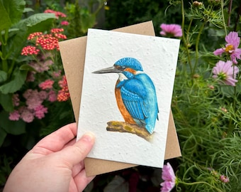 Wildflower Plantable Seed Card, Kingfisher Greetings Card, Kingfisher Birthday Card, Wildflower Card, Note Card