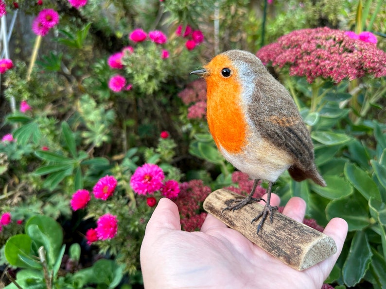 Needle Felted Robin, Robin Ornament, Felt Art, Felted Bird, Felt Bird image 8