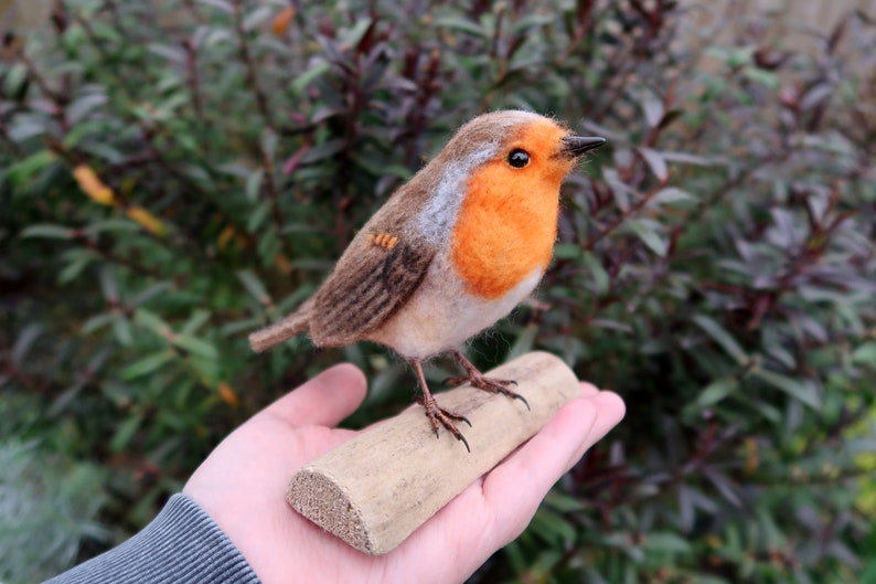 Needle Felted Robin, Robin Ornament, Felt Art, Felted Bird, Felt Bird image 10