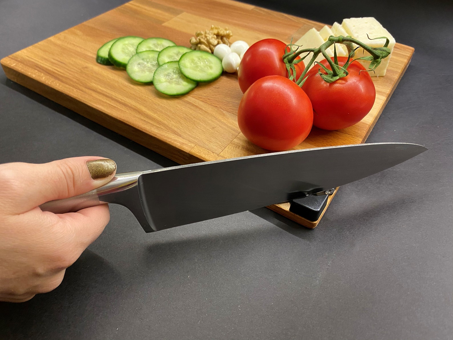 Wooden Cutting Board with Fixed Knife Sharpener Serving Etsy