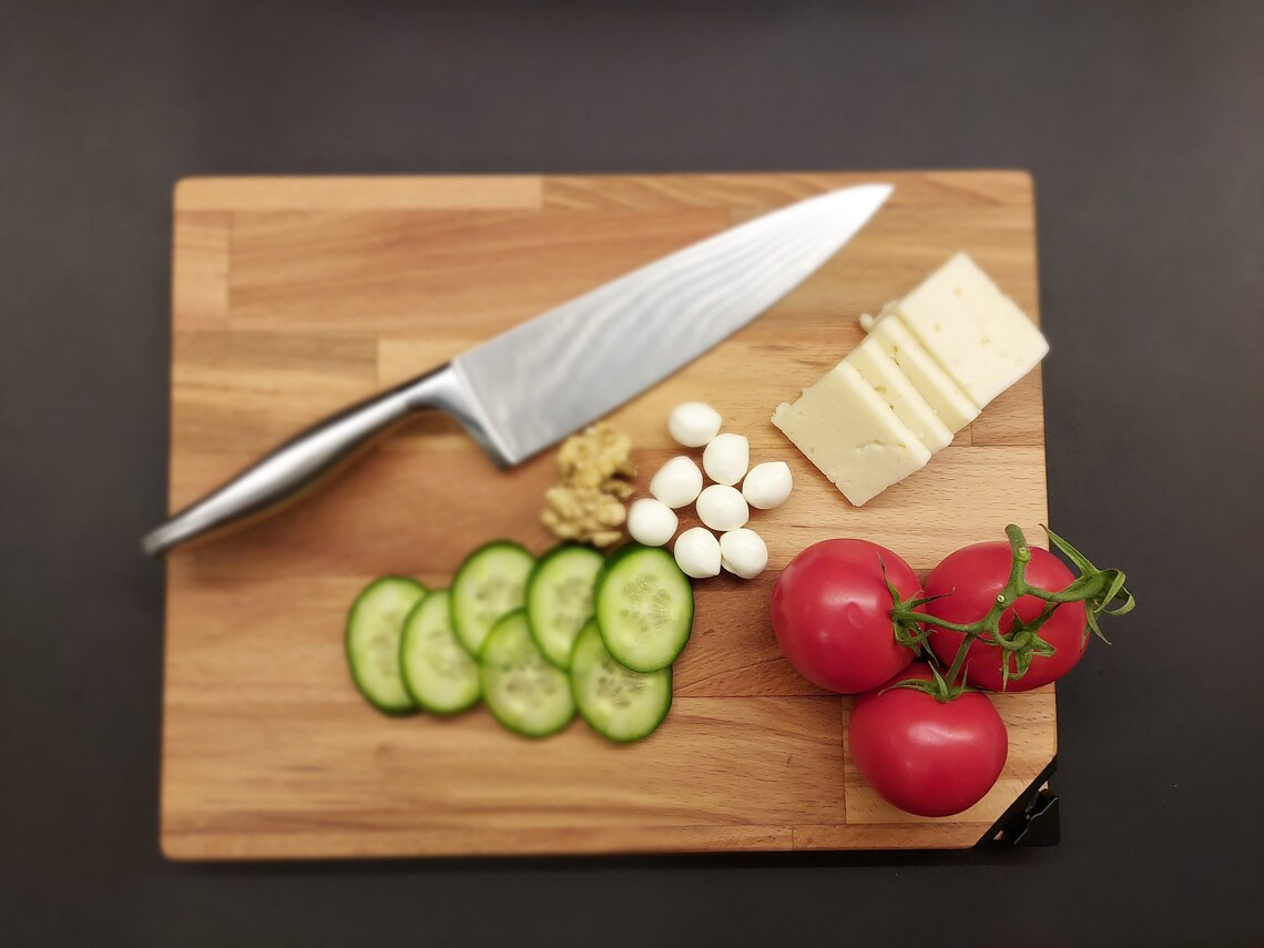 Wooden Cutting Board with Fixed Knife Sharpener Serving Etsy