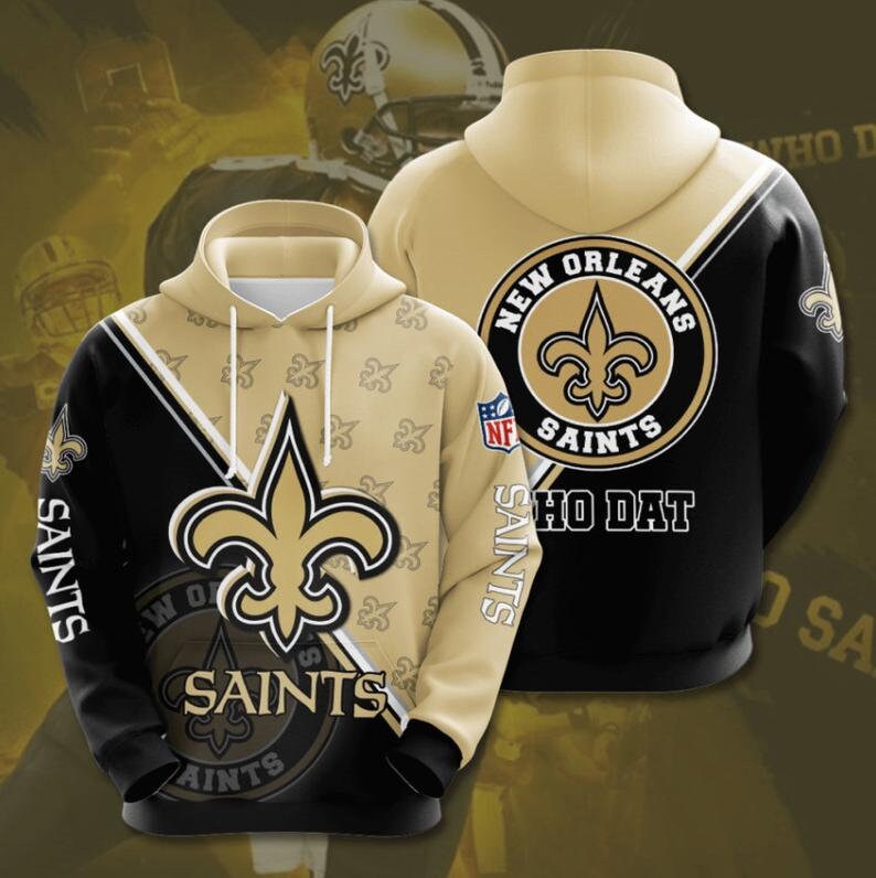 New Orleans Saints Logo NFL 3D Hoodie Pullover All Over | Etsy