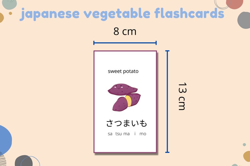 Japanese Flash Cards Vegetable Printablepdf Etsy