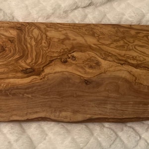 Personalized olive wood board,  live edge slab, cutting board,  charcuterie board, wedding gift , engagement, housewarming, realtor closing
