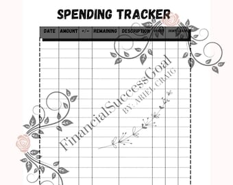 Spending Tracker, Letter Size, Financial Planner, Printable Budget, Digital Budget, Budget Template, Personal Finance, Budget Worksheet