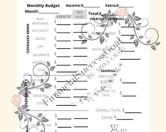 Monthly budget, Letter Size, Personal Budget, Printable Budget, Digital Budget, Budget Template, Personal Finance, Budget Worksheet, Finance
