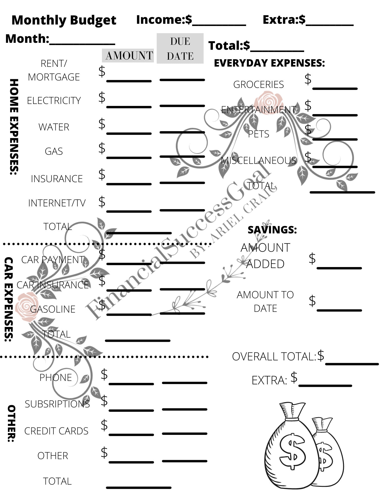 letter size budget planner printable letter size budget planner printable