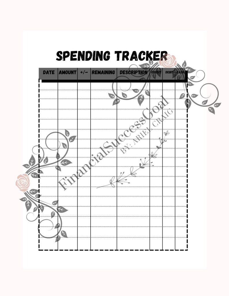 Spending Tracker, Letter Size, Financial Planner, Printable Budget ...