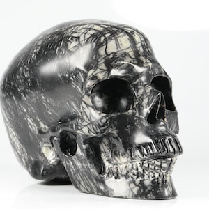 Skull 5 inch , NETWORK JASPER , hand carved , spiritual , crystal healing , decoration , man cave