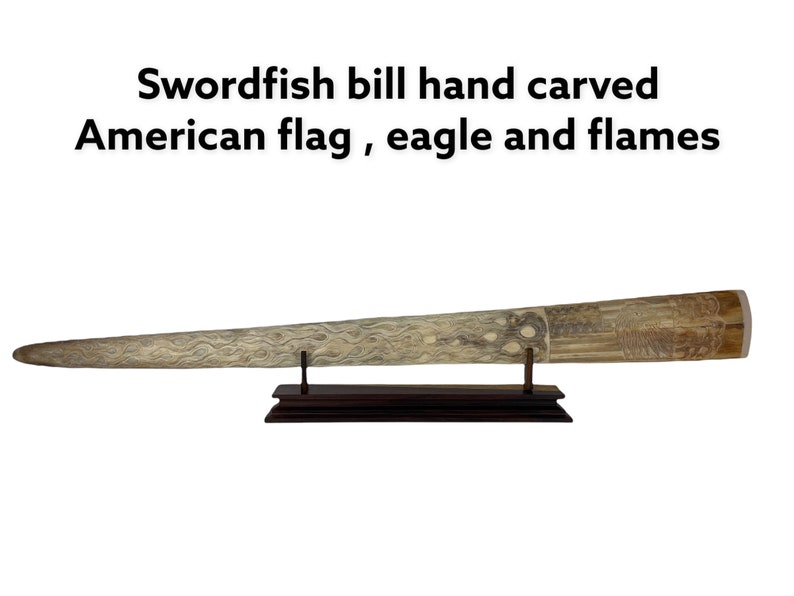 Hand Carved Swordfish Bill american Flag Etsy