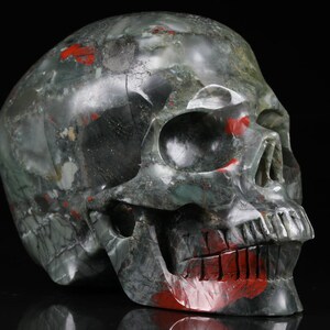 Skull 5 inch , AFRICAN BLOOD STONE , hand carved , spiritual , crystal healing , decoration , man cave