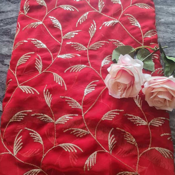 Blue Leaf Print Odhni with Embroidered Border