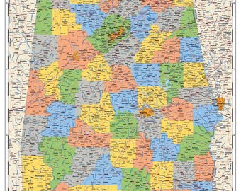 Political Map of Alabama (Adobe Illustrator, PDF)