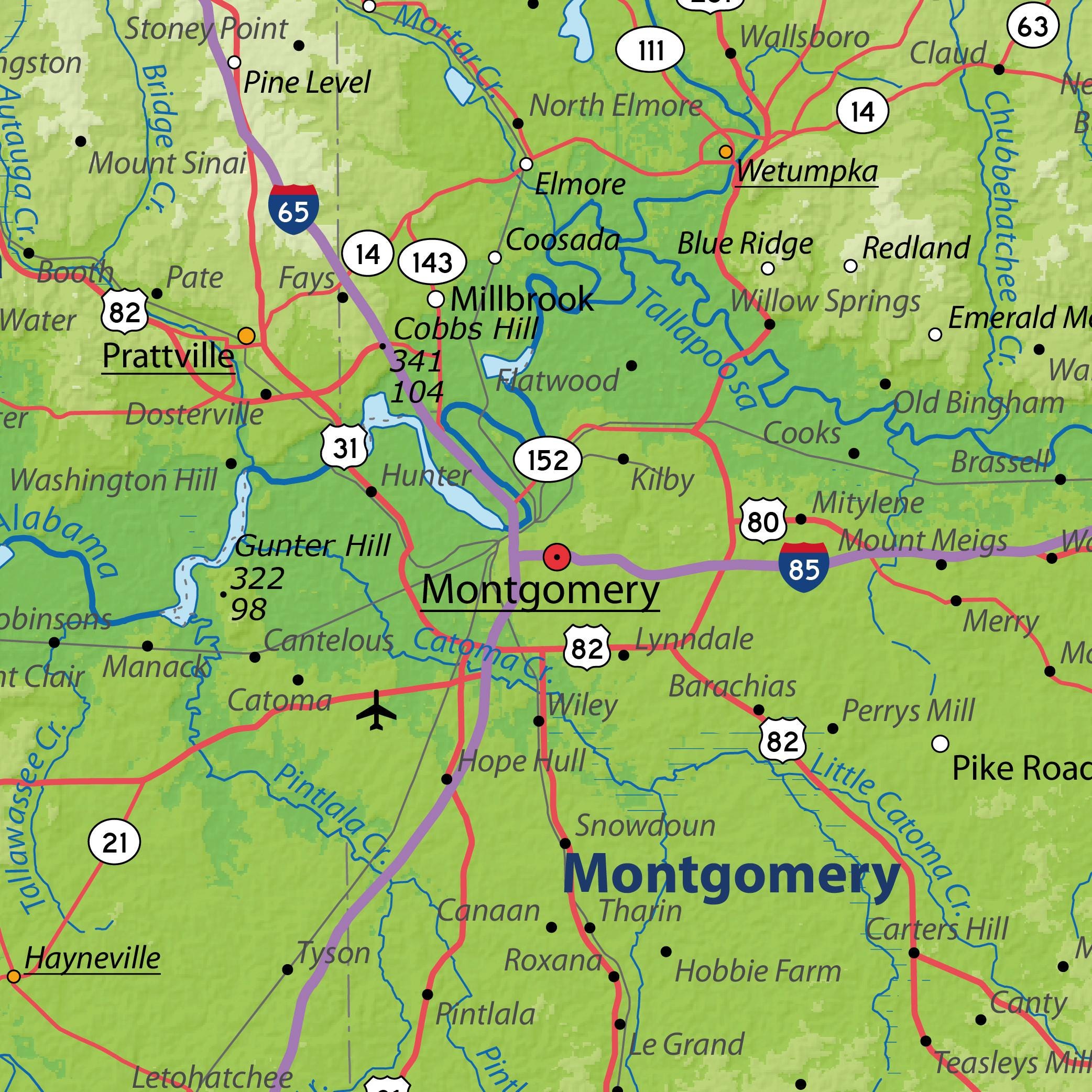 Physical Map of Alabama (adobe Illustrator, PDF) - Etsy