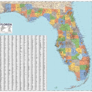 Politieke kaart van Florida (Adobe Illustrator, pdf)