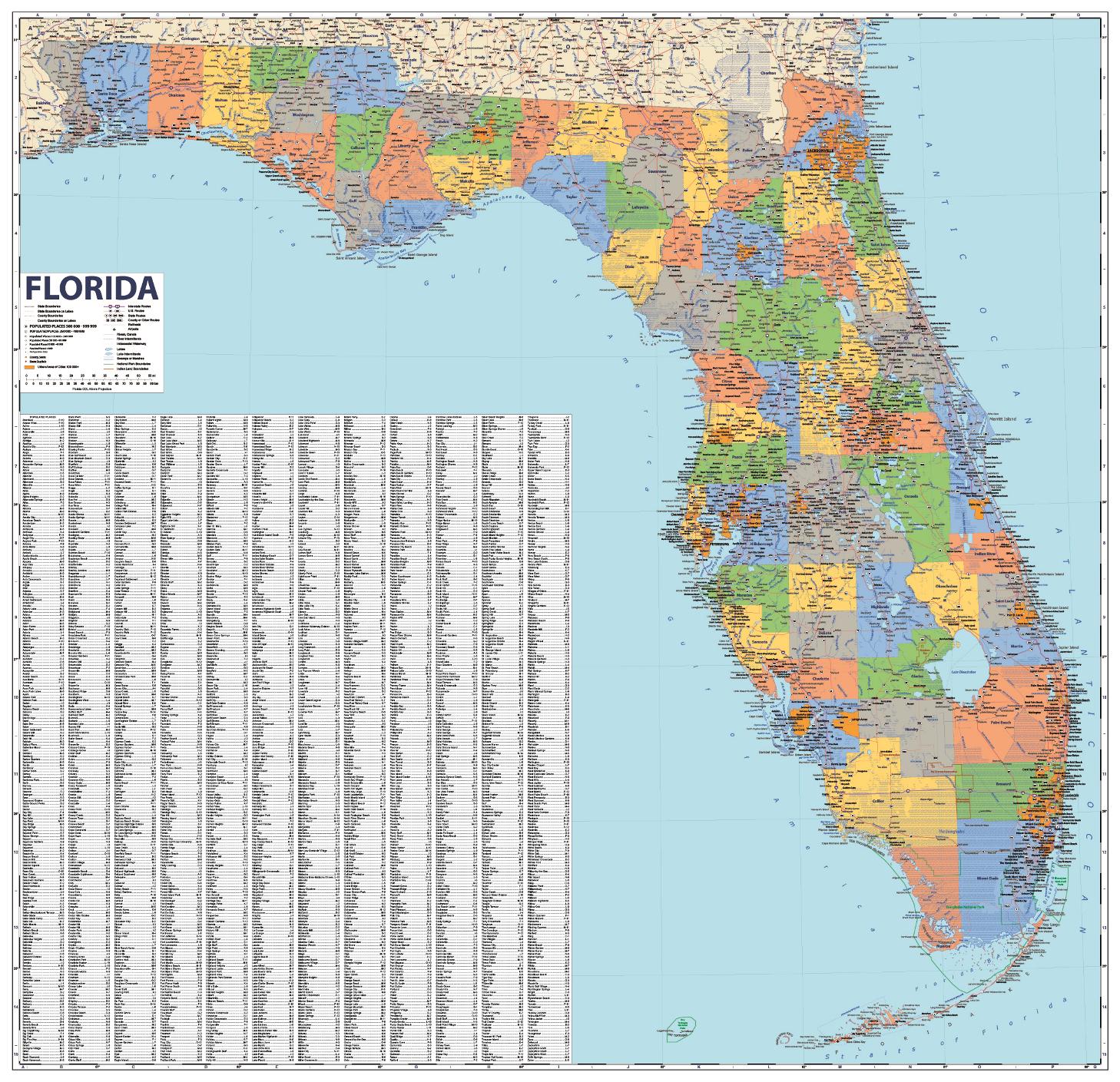 Political Map of Florida (Adobe Illustrator, PDF)