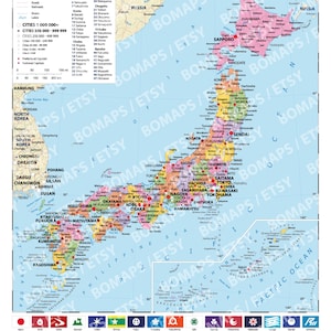 Political Map of Japan adobe Illustrator, PDF: Vector, Printable ...