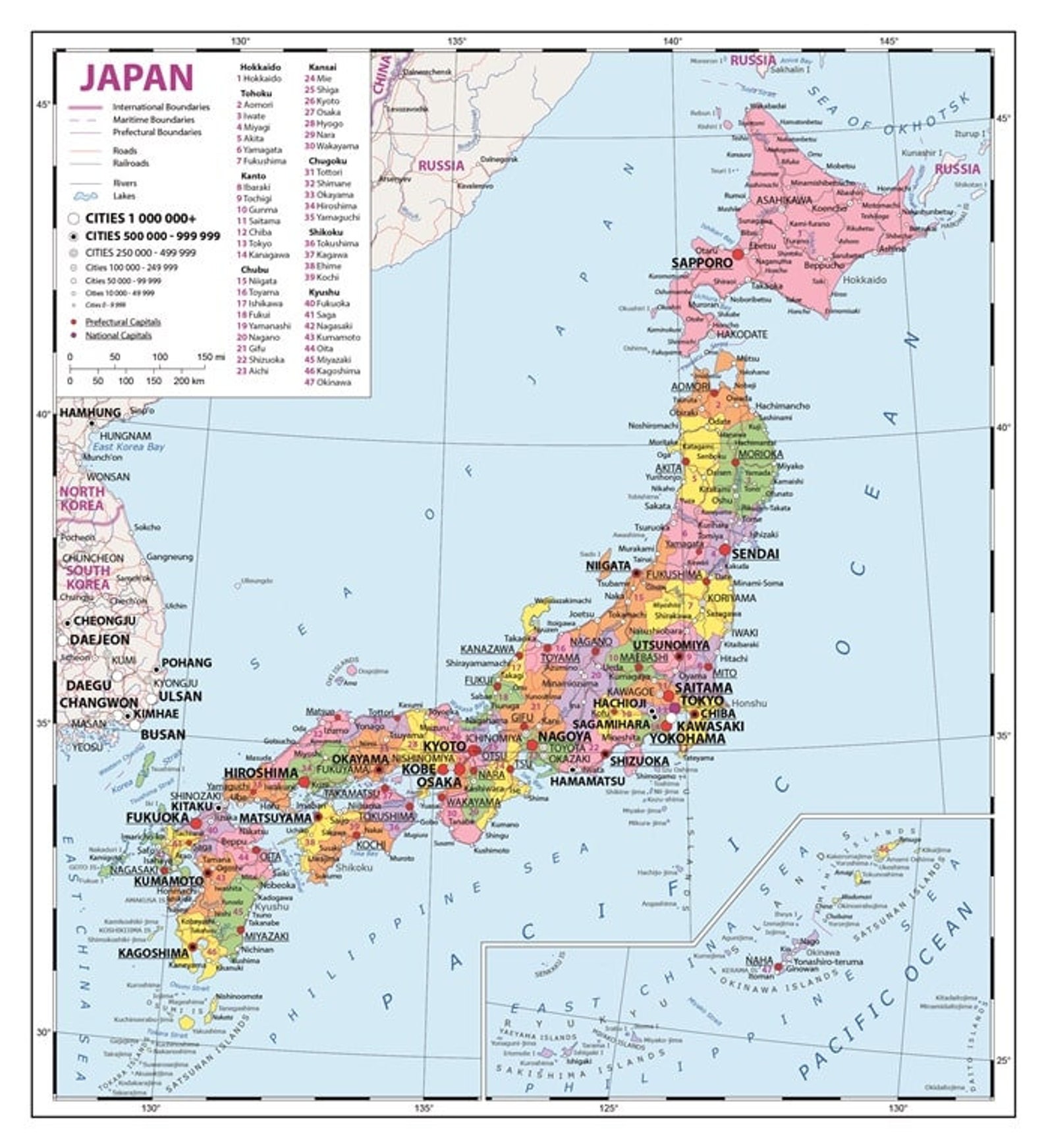 Political Map of Japan Adobe Illustrator PDF: Vector | Etsy