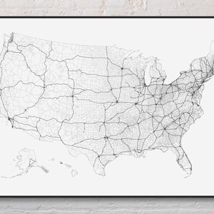Mapa de carreteras de Estados Unidos (blanco y negro)