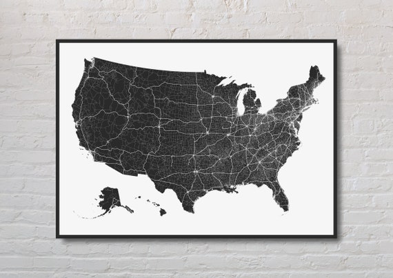 Printable United States Road Map | Etsy