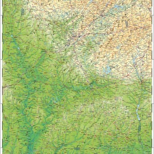 Carte physique de l'Alabama (Adobe Illustrator, PDF)