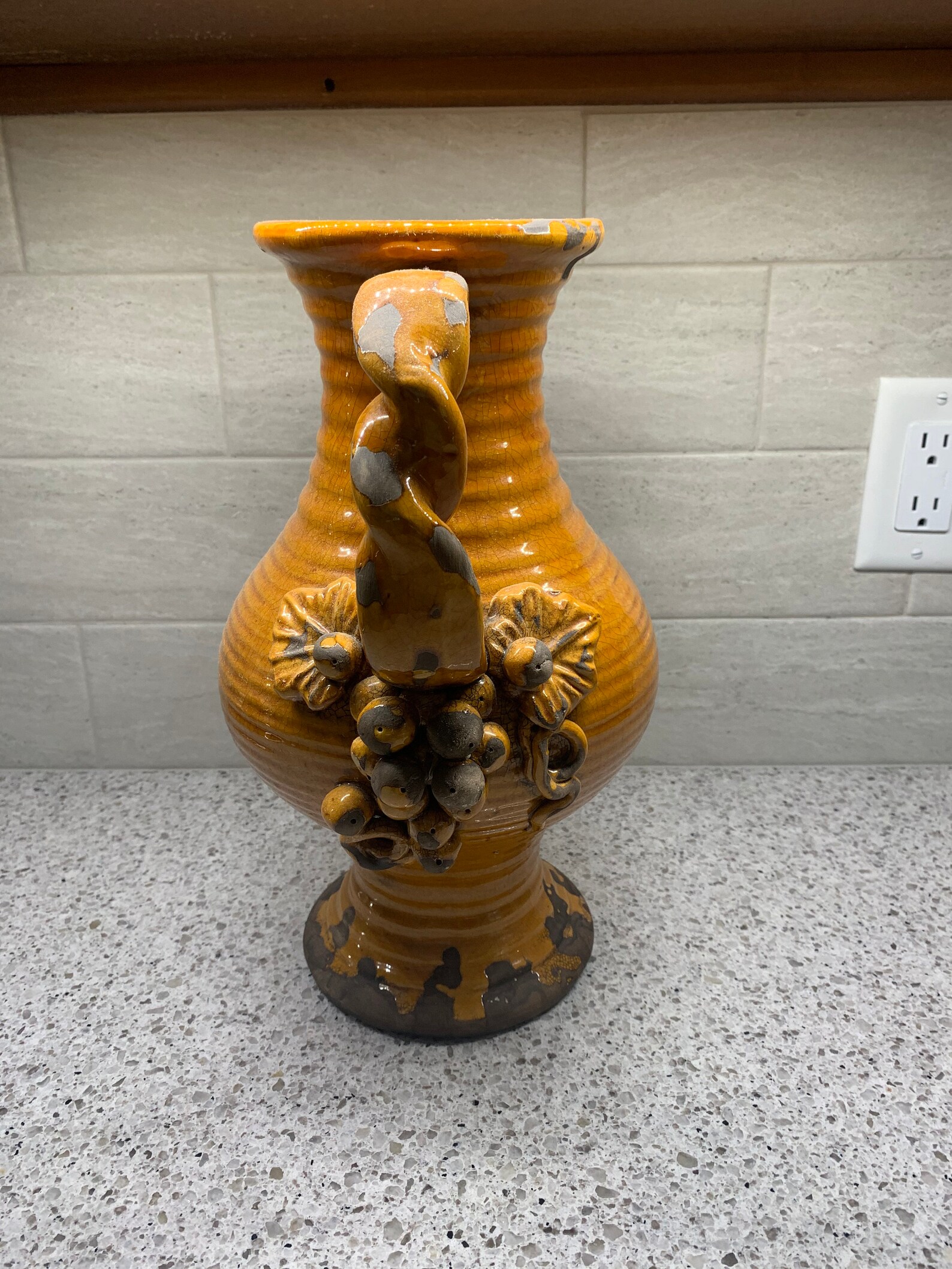 Beautiful Mustard color pottery vase Etsy